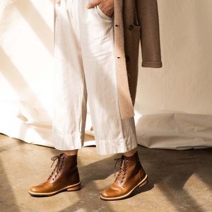 Nisolo Sustainable Amalia Brown All-Weather Leather Lace-Up Boots